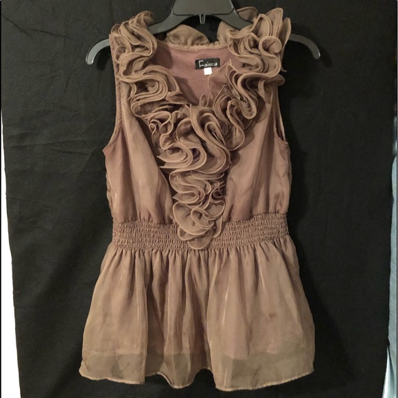 Fiasca Rose Tops - Fiasca Rose High Collar Hunter Green Top Size L